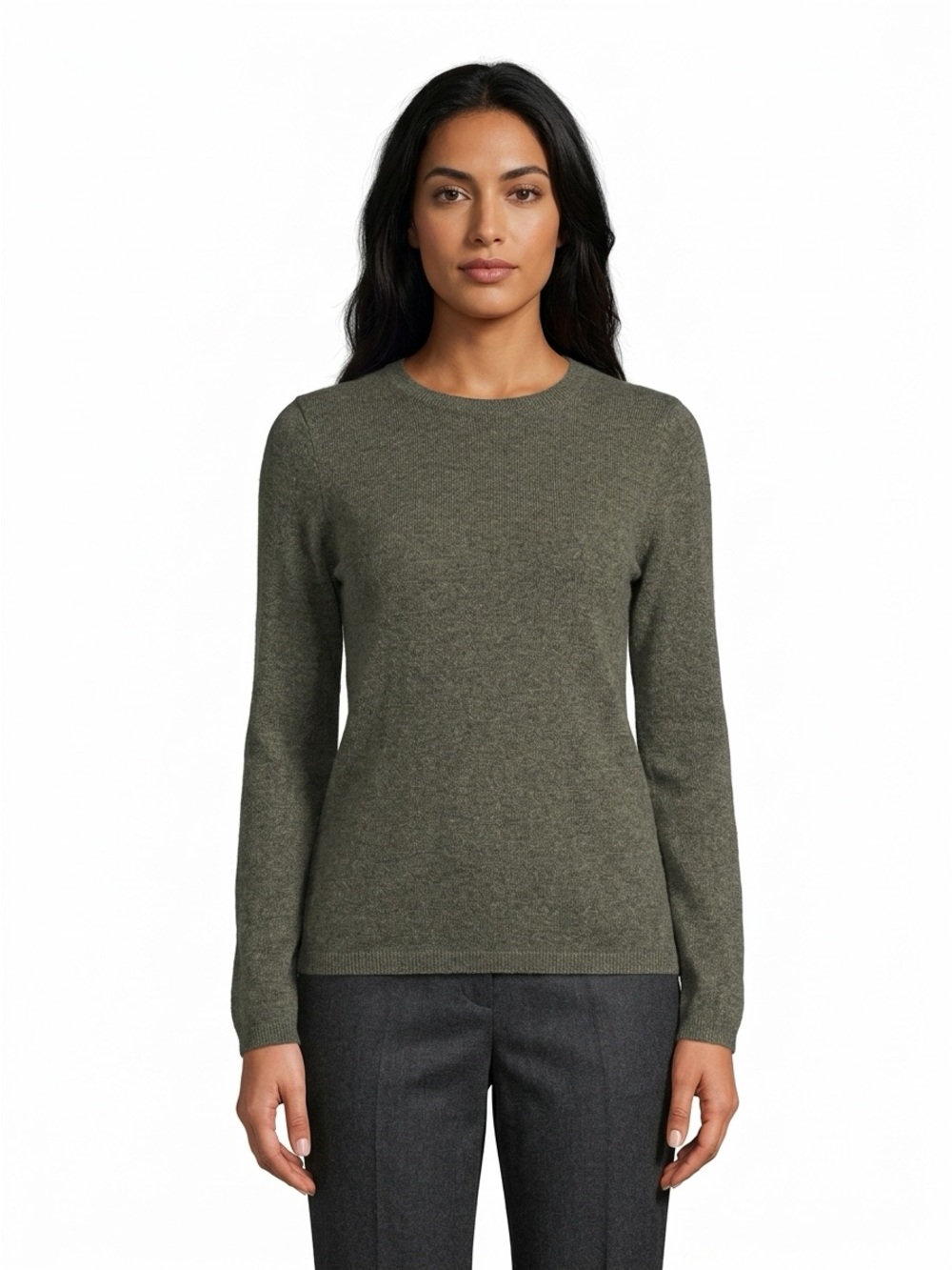 Lands' End Crewneck Sweater Long Sleeve Cashmere Heather Gray Small Tall